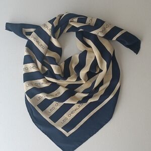 Silk Striped Nautical Navy and Cream Scarf Made In Italy By Leo Chevalier